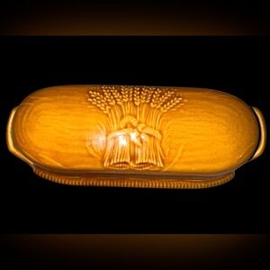 Franciscan Half Moon Covered Butter‎ Dish Wheat Golden Brown Harvest Vintage